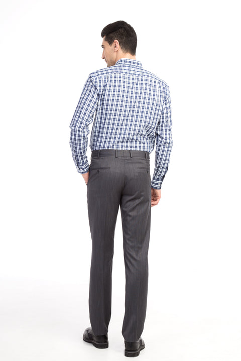 Füme Gri 4 Drop Relaxed Fit Rahat Kesim Klasik Kuşgözü Kumaş Pantolon