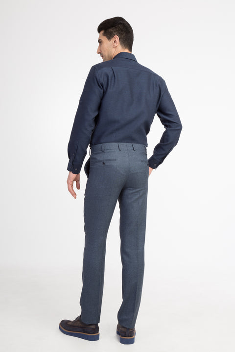 Blue 6 Drop Regular Fit Standard Cut Patterned Classic Fabric Trousers