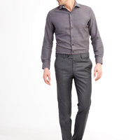 Medium Gray 7 Drop Slim Fit Plaid Fabric Trousers