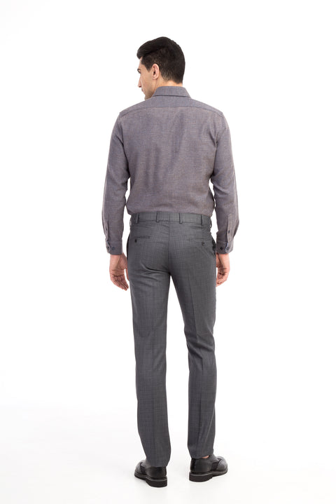 Medium Gray 7 Drop Slim Fit Plaid Fabric Trousers