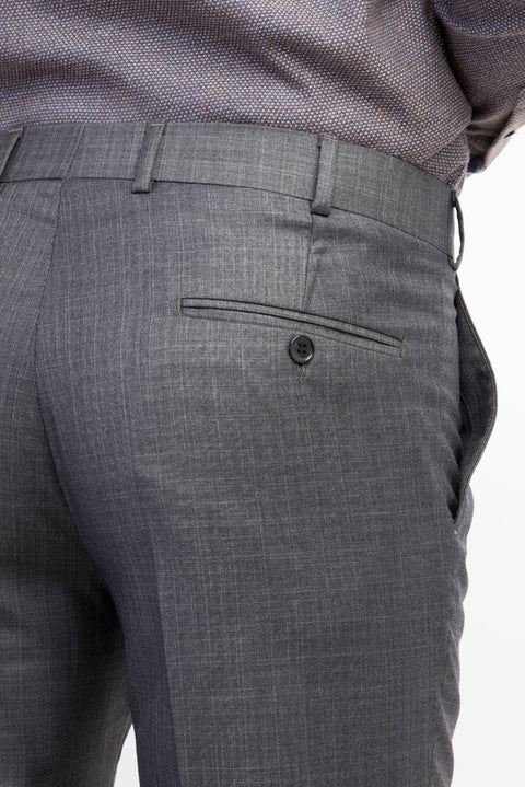 Medium Gray 7 Drop Slim Fit Plaid Fabric Trousers