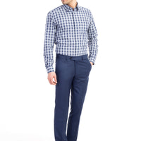 Blue 7 Drop Slim Fit Plaid Fabric Trousers