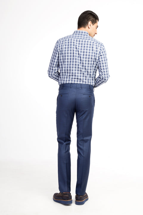 Blue 7 Drop Slim Fit Plaid Fabric Trousers