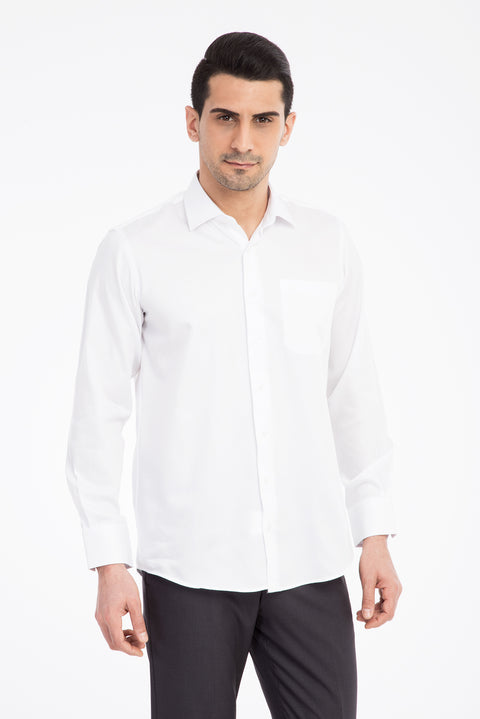 White Long Sleeve Classic Satin Cotton Shirt