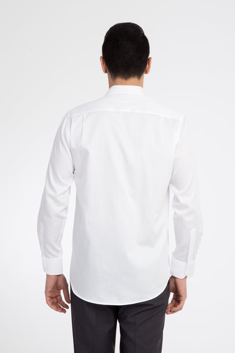 White Long Sleeve Classic Satin Cotton Shirt