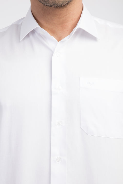 White Long Sleeve Classic Satin Cotton Shirt