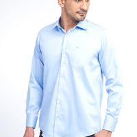 Light Blue Long Sleeve Classic Satin Cotton Shirt