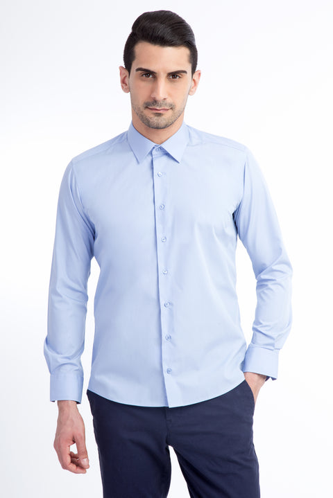 Mavi Uzun Kol Slim Fit Dar Kesim Gömlek