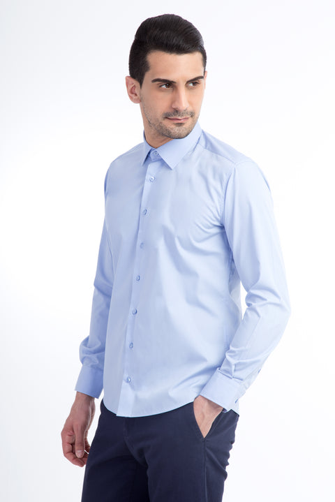 Mavi Uzun Kol Slim Fit Dar Kesim Gömlek