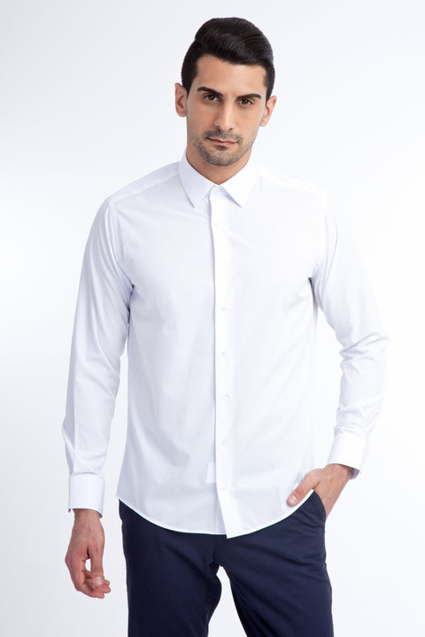 White Long Sleeve Slim Fit Narrow Cut Shirt