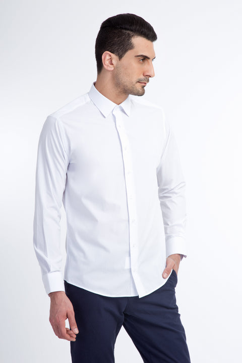 White Long Sleeve Slim Fit Narrow Cut Shirt