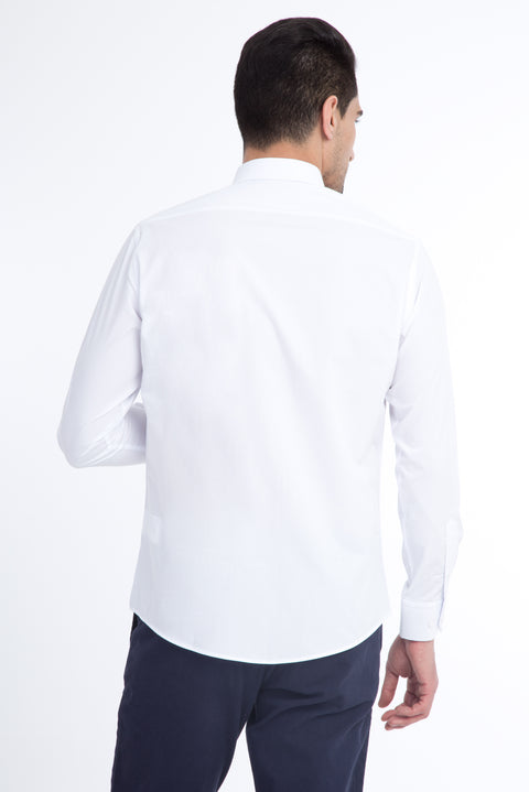 White Long Sleeve Slim Fit Narrow Cut Shirt