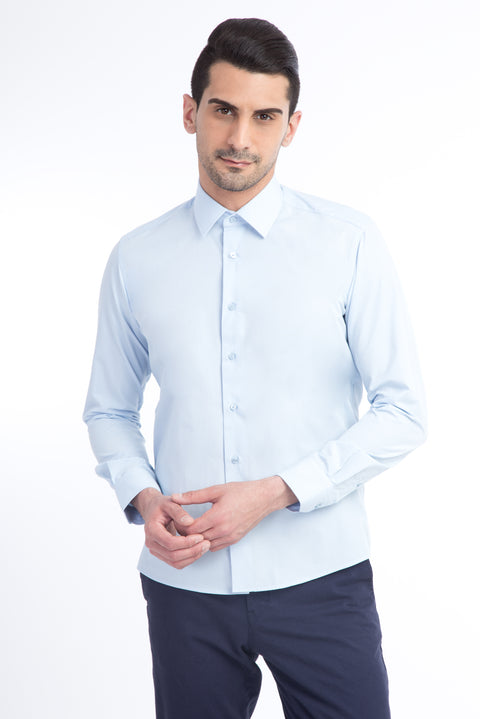 Light Blue Long Sleeve Slim Fit Narrow Cut Shirt