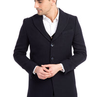 Navy Blue Mono-Collar Coat