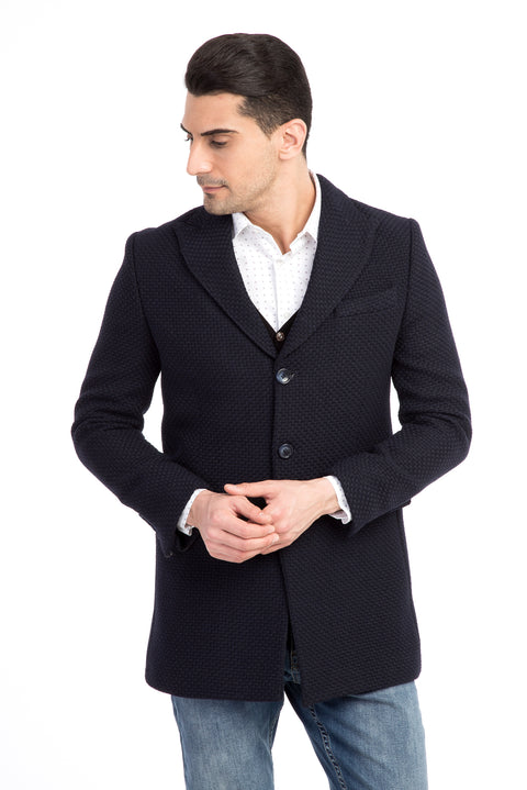 Navy Blue Mono-Collar Coat