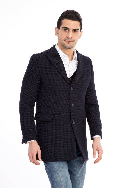 Navy Blue Mono-Collar Coat