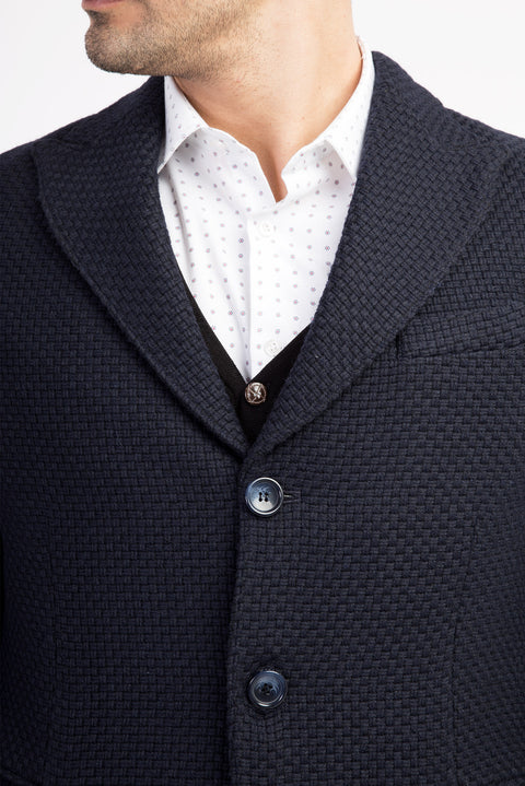 Navy Blue Mono-Collar Coat