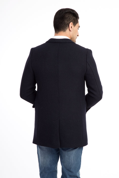 Navy Blue Mono-Collar Coat