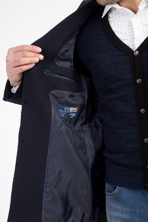 Navy Blue Mono-Collar Coat
