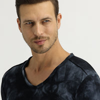Dark Green V-Neck Tie-Dye Sweatshirt