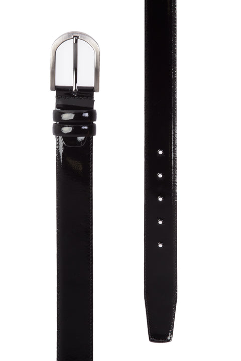 Black Plus Size Plain Patent Leather Belt