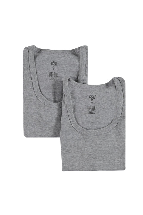 Medium Gray 2-Piece Cotton Athletic Tank Top Set
