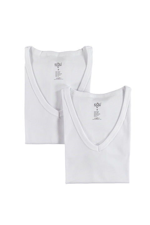 White 2-Piece V-Neck Cotton Tank Top Set