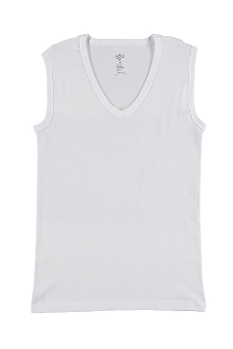 White 2-Piece V-Neck Cotton Tank Top Set