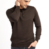 Coffee Brown Polo Collar Regular Fit Wool Knit Sweater