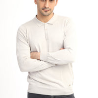 Sand Polo Collar Regular Fit Wool Knit Sweater