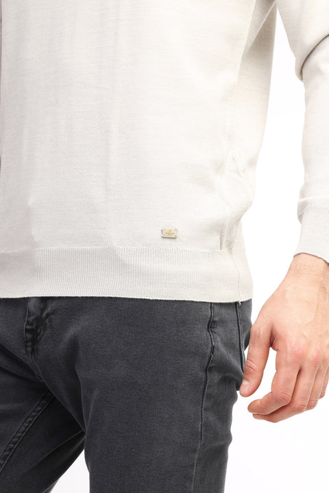 Sand Polo Collar Regular Fit Wool Knit Sweater