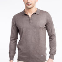 Vizon Polo Yaka Regular Fit Yünlü Triko Kazak