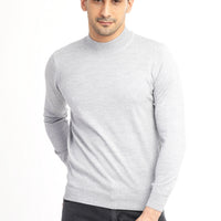 Light Grey Half Turtleneck Regular Fit Wool Knit Sweater