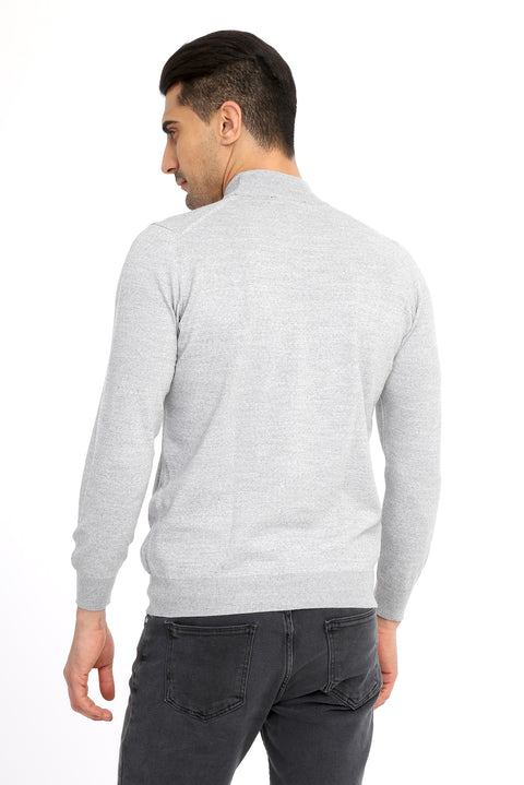 Light Grey Half Turtleneck Regular Fit Wool Knit Sweater