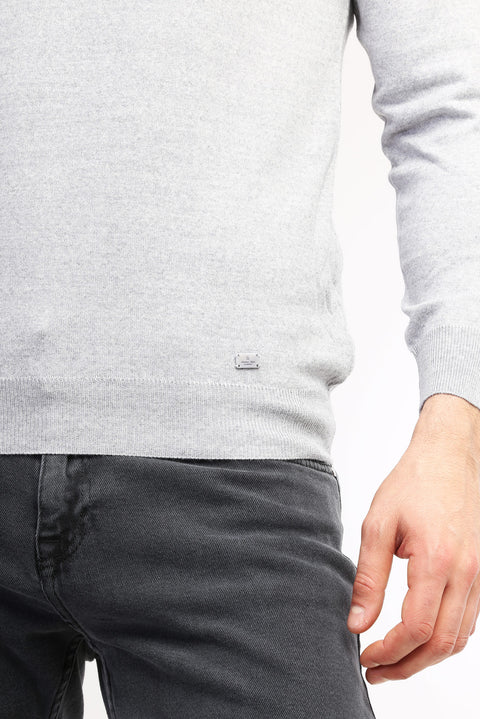 Light Grey Half Turtleneck Regular Fit Wool Knit Sweater
