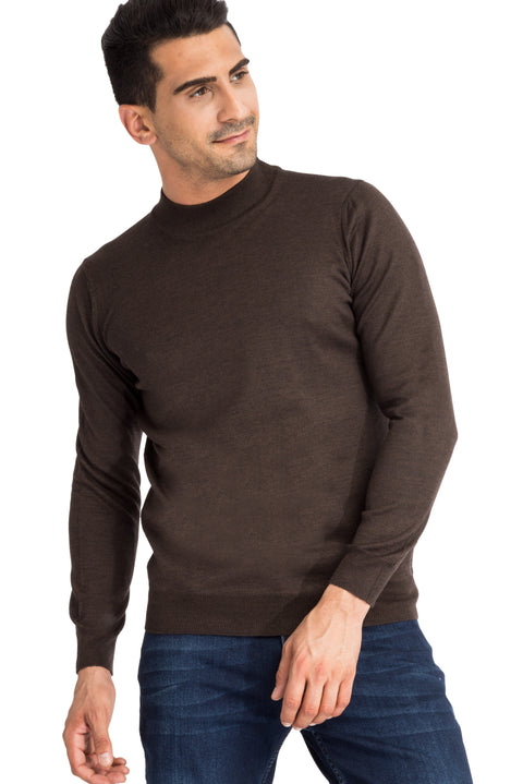 Coffee Half Turtleneck Regular Fit Wool Knit Sweater