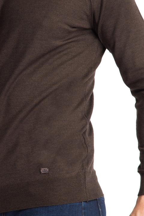 Coffee Half Turtleneck Regular Fit Wool Knit Sweater