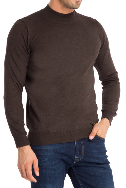 Coffee Half Turtleneck Regular Fit Wool Knit Sweater