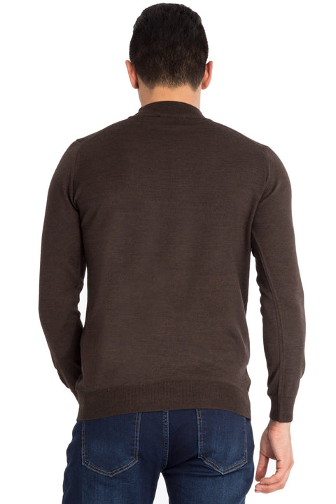 Coffee Half Turtleneck Regular Fit Wool Knit Sweater