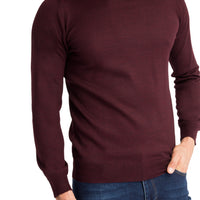 Bordo Yarım Balıkçı Yaka Regular Fit Yünlü Triko Kazak