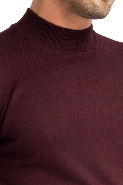 Bordo Yarım Balıkçı Yaka Regular Fit Yünlü Triko Kazak