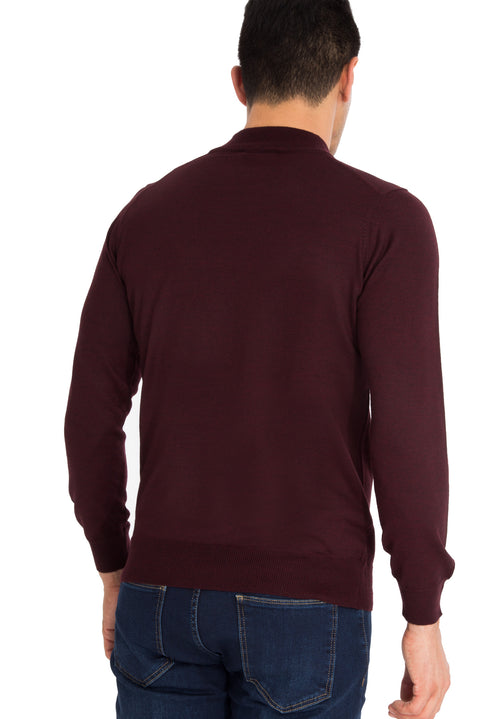 Bordo Yarım Balıkçı Yaka Regular Fit Yünlü Triko Kazak