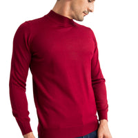 Red Half Turtleneck Regular Fit Wool Knit Sweater