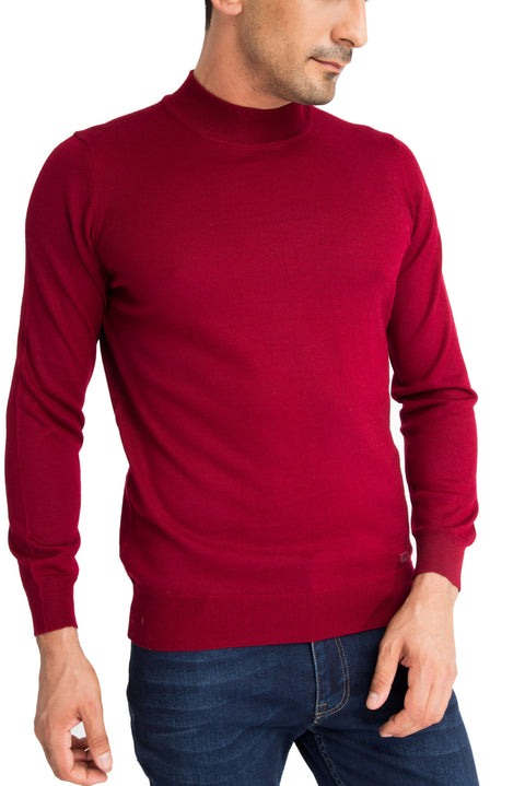 Red Half Turtleneck Regular Fit Wool Knit Sweater