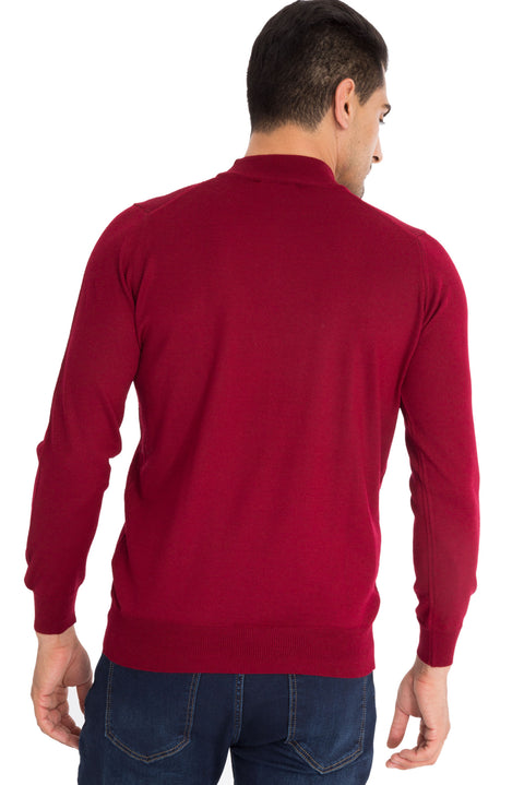 Red Half Turtleneck Regular Fit Wool Knit Sweater