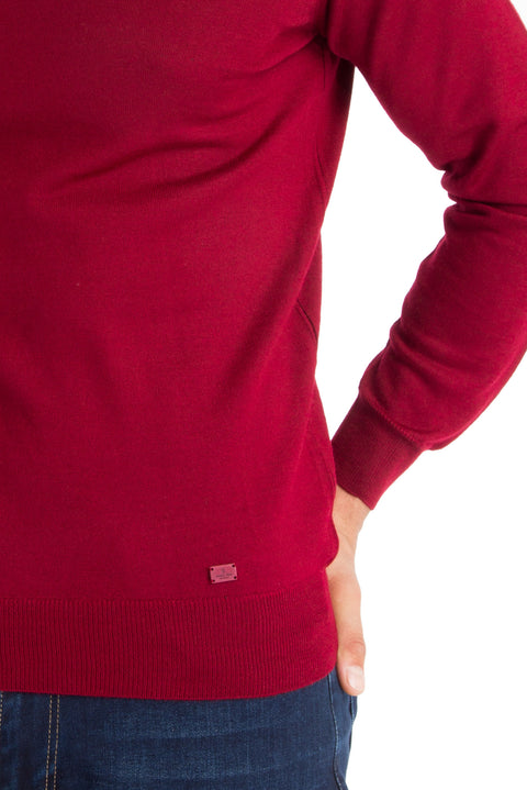 Red Half Turtleneck Regular Fit Wool Knit Sweater