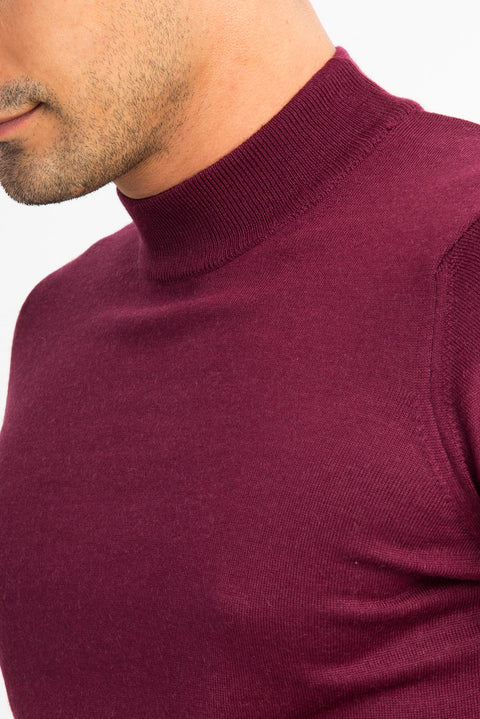 Red Half Turtleneck Regular Fit Wool Knit Sweater