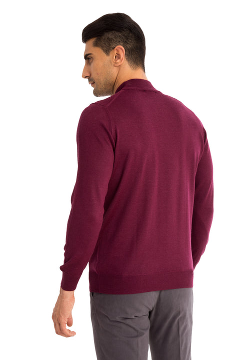 Red Half Turtleneck Regular Fit Wool Knit Sweater