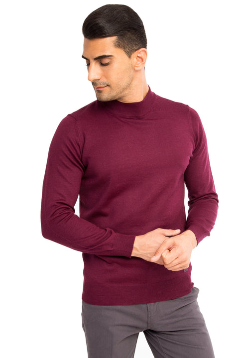 Red Half Turtleneck Regular Fit Wool Knit Sweater
