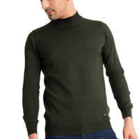 Dark Green Semi-Turtleneck Regular Fit Wool Knit Sweater